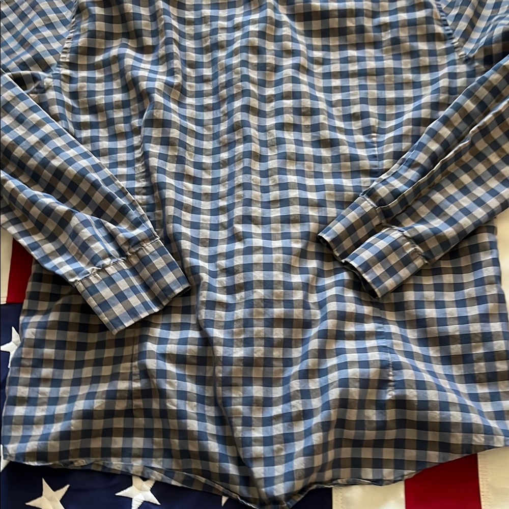 Checkered Blue and Grey Button-Up Shirt - Picture 7 of 15
